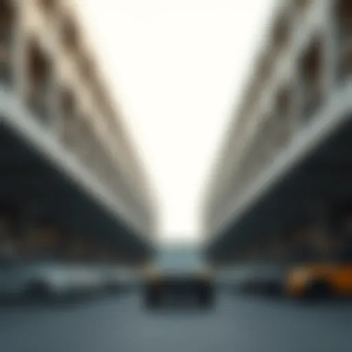 Overview of a modern apartment parking facility in Dubai