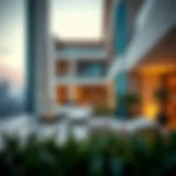 Architectural detail of Binghatti Terraces showcasing contemporary design