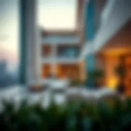 Architectural detail of Binghatti Terraces showcasing contemporary design