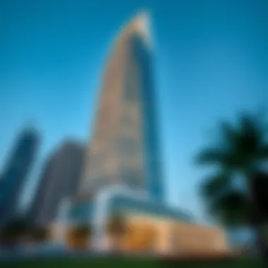 Architectural Elegance of Burj Vista Tower 1 Stunning exterior view of Burj Vista Tower 1 showcasing its unique architectural design
