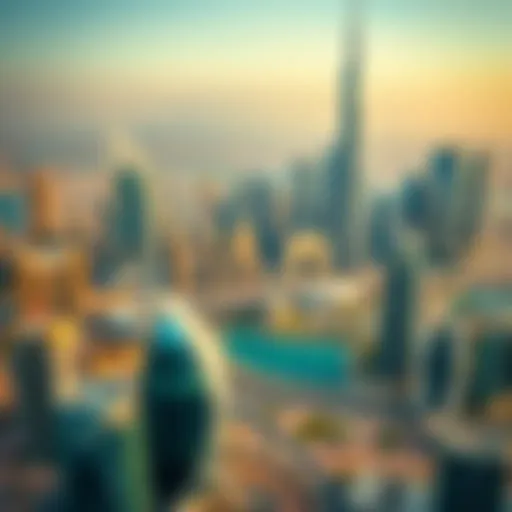 Dubai Skyline: A Blend of Modernity and Tradition Aerial view of Dubai skyline showcasing modern architecture and iconic landmarks