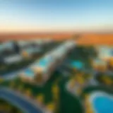 Aerial view of Dubai Hill Estate showcasing its modern architecture and green spaces