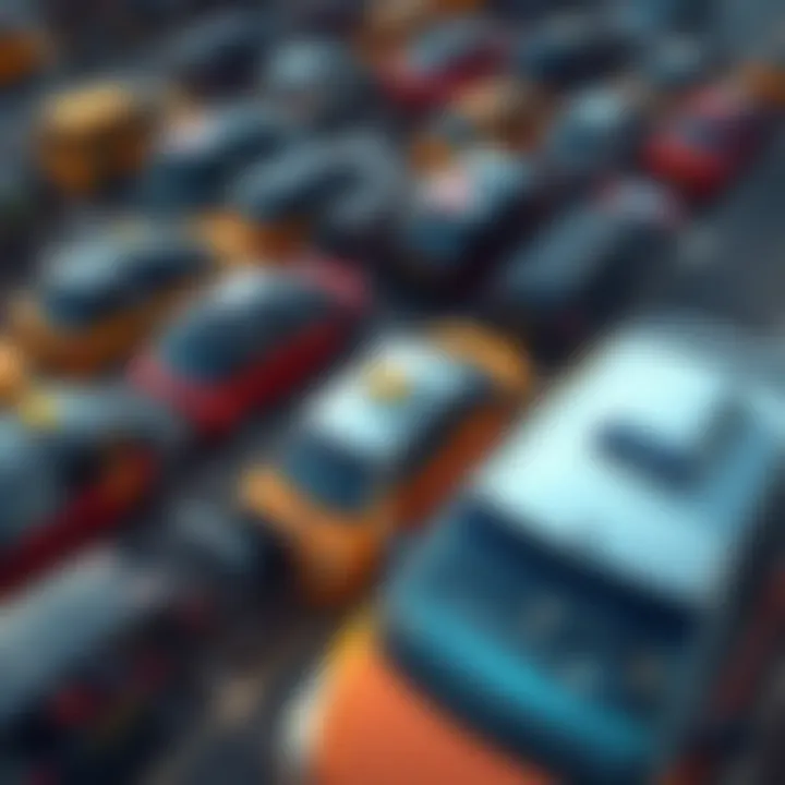 Aerial View of a Bustling Taxi Stand An aerial view of a busy taxi stand in Dubai