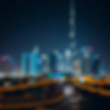 Dubai Skyline Illuminated for Eid ul Fitr 2023 Stunning view of Dubai skyline illuminated at night for Eid ul Fitr