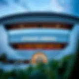 Exterior view of Etihad Arena showcasing its architectural design
