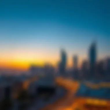 Panoramic view of the Deira skyline at sunset