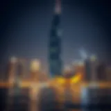 Stunning view of Al Jeel Tower against Dubai skyline