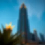 Stunning view of Al Khazna Tower highlighting its architectural brilliance