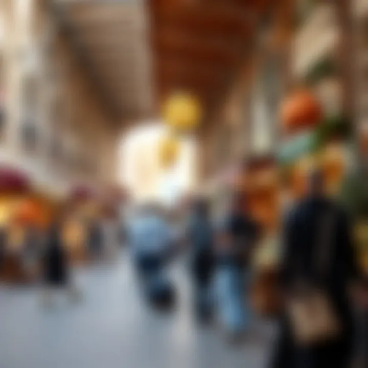 Community Vibe at مول النخيل A bustling marketplace scene at مول النخيل emphasizing community engagement