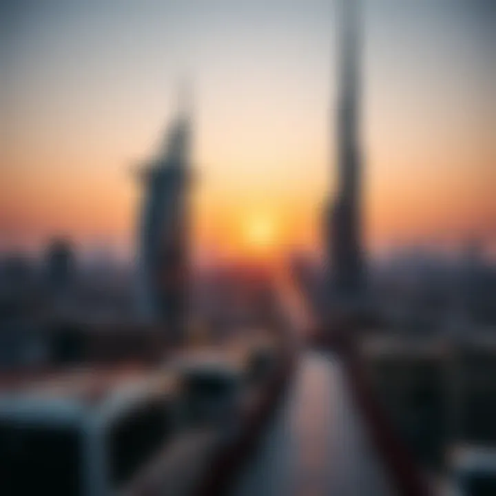 Economic Landscape of مول النخيل A panoramic view of مول النخيل at sunset showcasing its economic significance