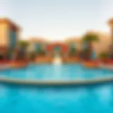 A panoramic view of a luxurious aqua leisure park showcasing water attractions