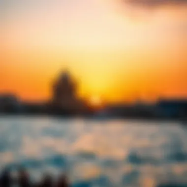 Breathtaking Sunset at Barasti Beach A picturesque sunset over Barasti Beach, highlighting its beauty and allure as a leisure destination