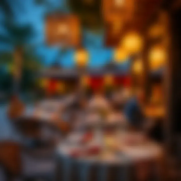 Cultural Ambiance of Hudayriat Dining A vibrant outdoor dining setting reflecting the cultural essence of Hudayriat