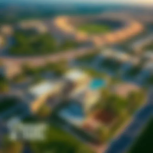 Aerial view of Damac Hills showcasing lush landscapes and modern villas
