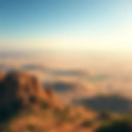 A stunning vista of the Dubai Desert Safari Park showcasing its natural landscapes