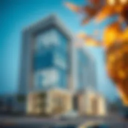 A modern commercial building in Dubai showcasing facility management services