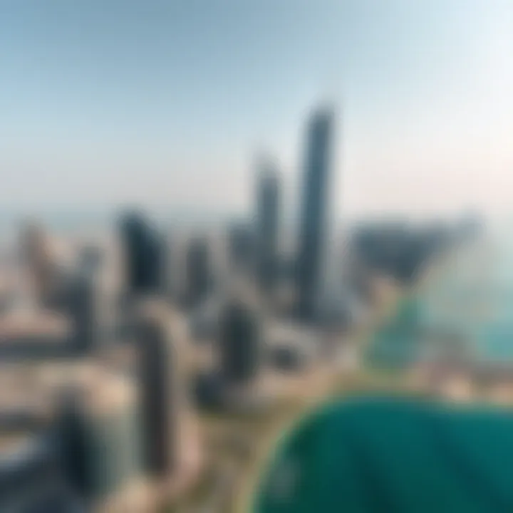 Aerial View of Jumeirah Lake Towers Skyline Aerial view showcasing JLT's skyline