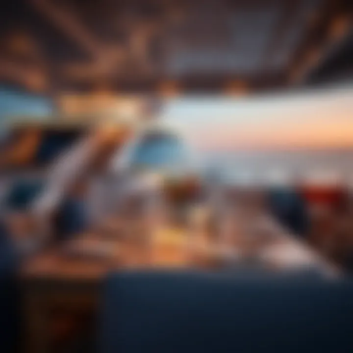 Luxury dining setup on a yacht deck