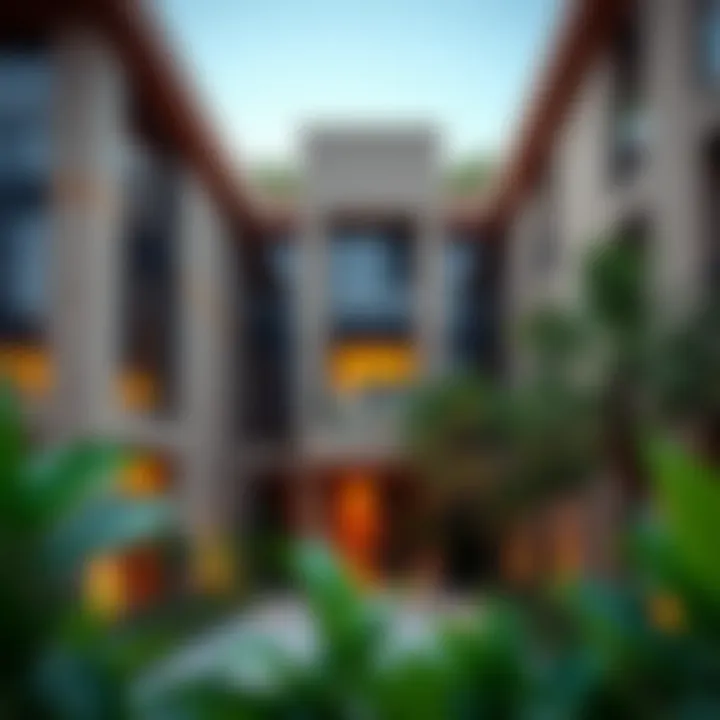 Innovative Architectural Features Architectural details of a building in Maimoon Gardens highlighting innovative design