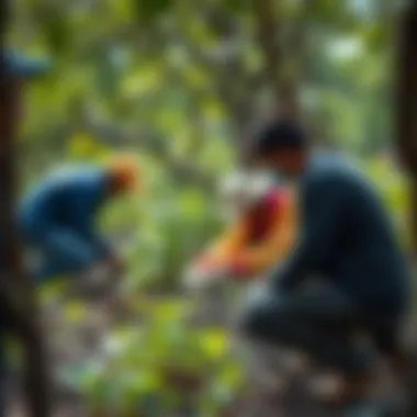 Community Involvement in Conservation Efforts Community members participating in mangrove restoration