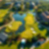 Aerial view of Montgomerie Golf Club showcasing its lush greens and sparkling water features