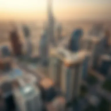 Dubai's Skyline and Studio Developments Aerial view of Dubai's skyline with studio developments