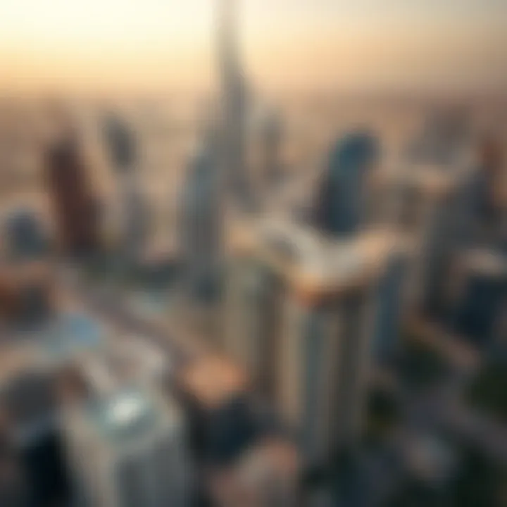 Dubai's Skyline and Studio Developments Aerial view of Dubai's skyline with studio developments