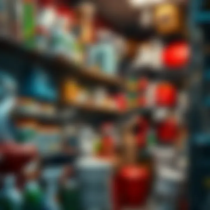 Diverse Household Products in Dirham Shops A variety of household items available for purchase