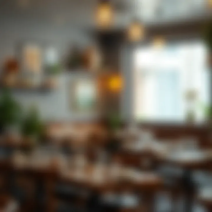 Charming Restaurant Ambiance Interior view of a quaint small restaurant showcasing unique decor