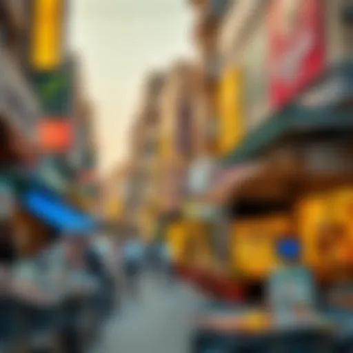 A bustling street view of Dubai Karama showcasing diverse dining options.