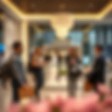 Engagement with Real Estate Advisors Visitors engaging with real estate advisors at the Sobha Sales Centre