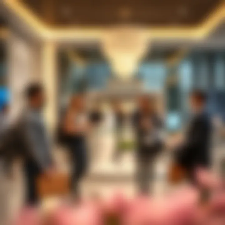 Engagement with Real Estate Advisors Visitors engaging with real estate advisors at the Sobha Sales Centre