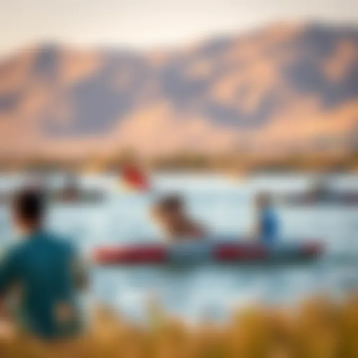 Recreational Activities at Love Lake Al Qudra Visitors enjoying recreational activities at Love Lake Al Qudra, surrounded by breathtaking landscapes