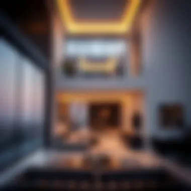 Sleek Modern Interior of a Dual-Level Apartment Stunning interior view of a dual-level apartment showcasing modern architecture