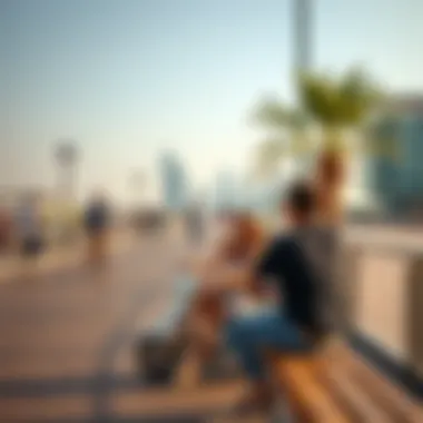 Recreational Activities at the Dubai Boardwalk Families enjoying recreational activities along the Dubai Boardwalk