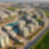 Aerial view of Badrah showcasing residential buildings and parks