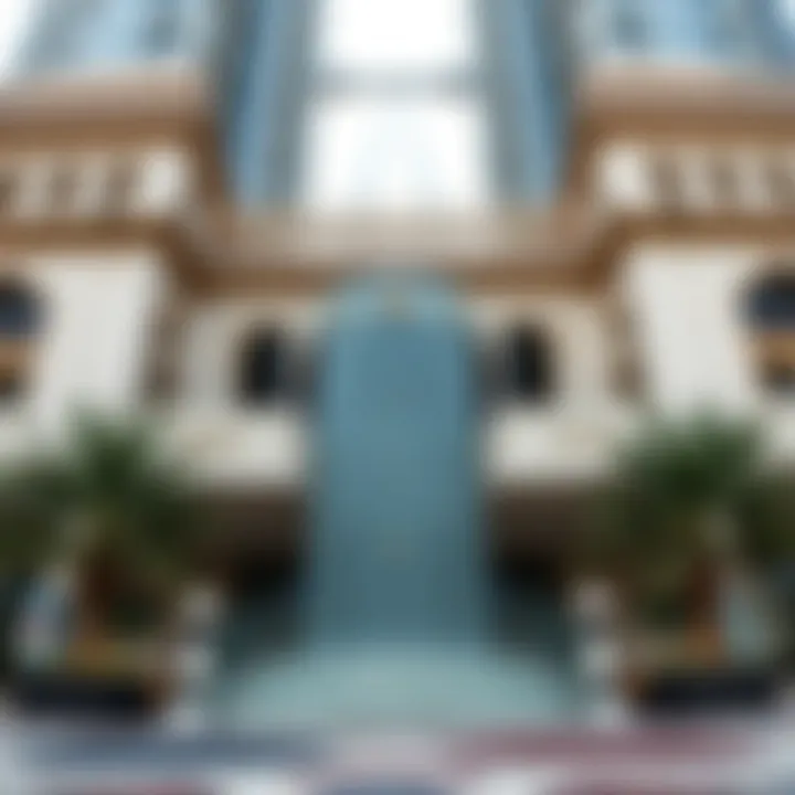 Close-up of architectural details on برج الهند highlighting its unique features