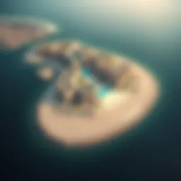 Aerial view of Palm Jumeirah showcasing its iconic shape and luxury villas.