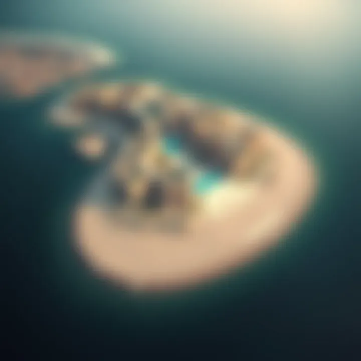 Iconic Aerial View of Palm Jumeirah Aerial view of Palm Jumeirah showcasing its iconic shape and luxury villas.