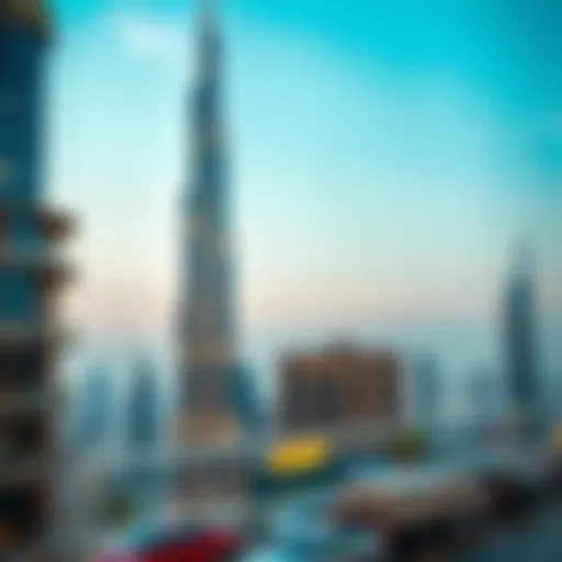 Stunning view of Burj Khalifa towering over Downtown Dubai