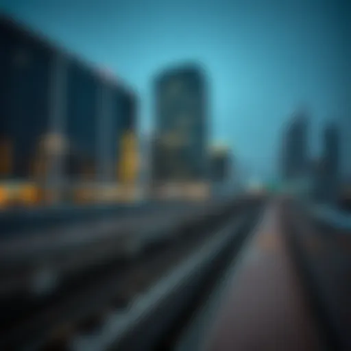 A panoramic view of the Dubai Metro Red Line showcasing modern architecture.