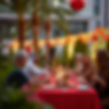 Festive Gathering in the UAE Families enjoying a festive gathering in a beautiful outdoor setting