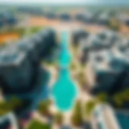 Aerial view of Watertown in Damac Hills 2 showcasing the unique architecture