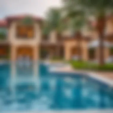 Luxurious amenities within Watertown community including pools and gardens