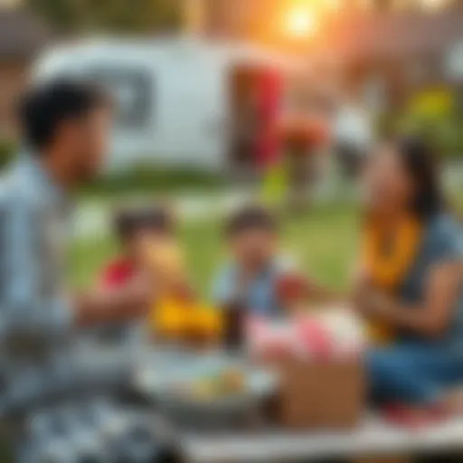 A multicultural family enjoying a picnic together