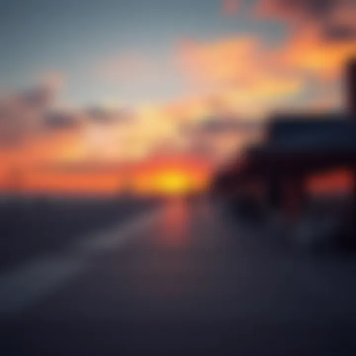 Sunset at the Beach with Local Amenities Beautiful sunset at the beach with local amenities
