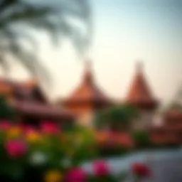 A vibrant view of Global Village Dubai showcasing cultural pavilions