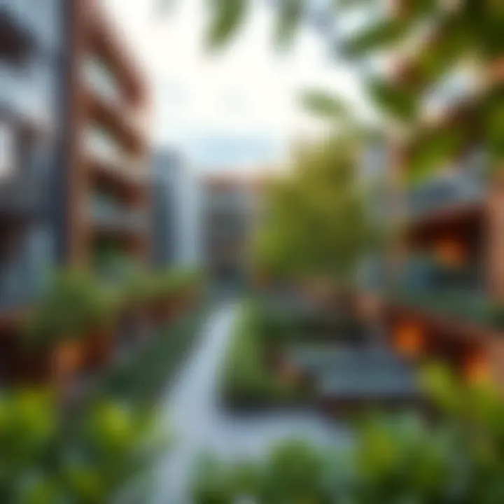 Evolving Urban Living: Balancing Nature and Modernity Trendy urban living spaces surrounded by green areas