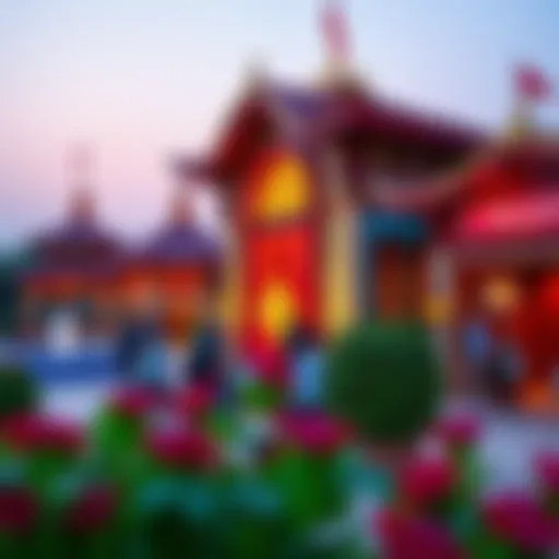 A vibrant view of Global Village showcasing diverse cultural pavilions