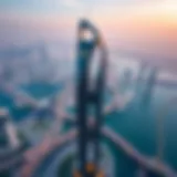 Stunning aerial view of Icon 1 Tower surrounded by Jumeirah Lake Towers